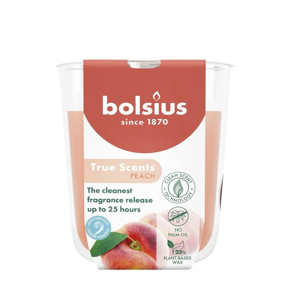 Bolsius Peach True Scents Anti Tobacco Small Glass Jar Candle £3.95